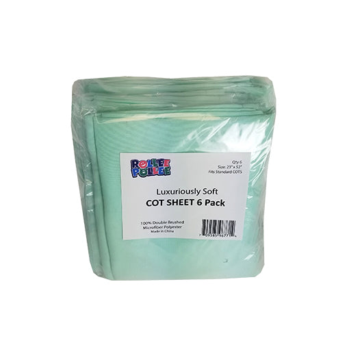 6 Pack Green Cot Sheets